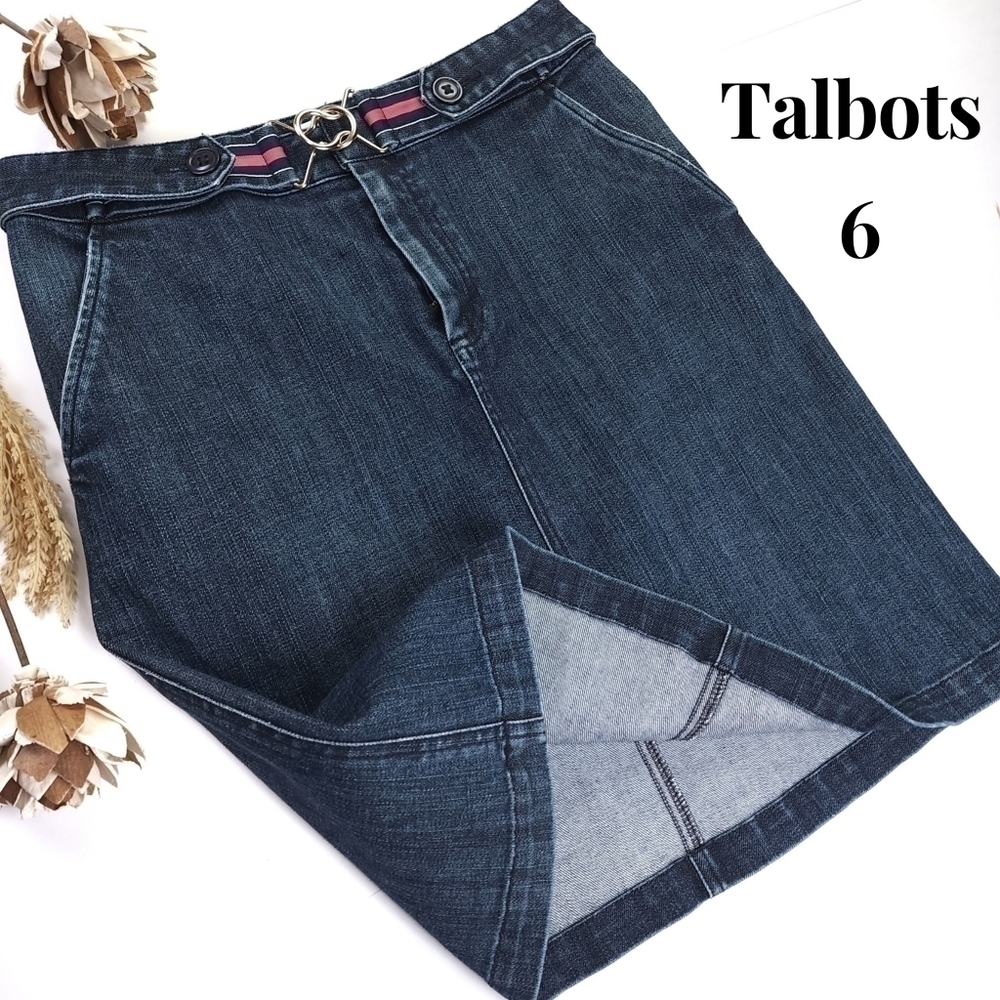 Talbots Denim Belted Skirt Sz 6
